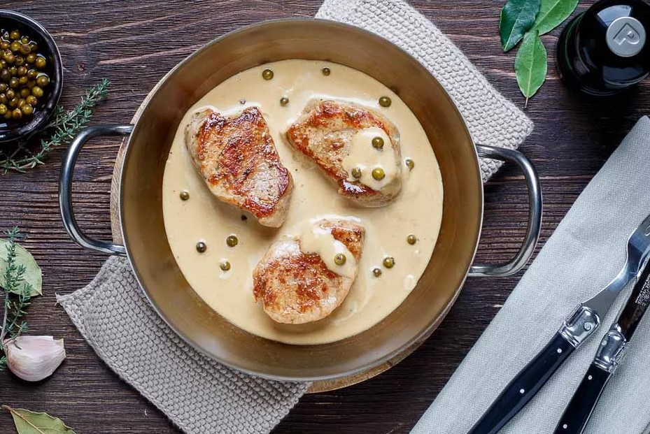 Schweinemedaillons in Pfefferrahmsauce